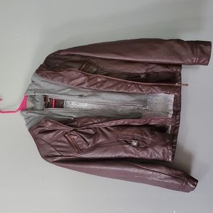 Faux leather jacket with hoodie